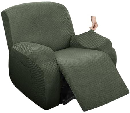HOMDECR Stretchhusse Für Relaxsessel Sesselbezug,Elastisch Sesselbezug 4/6/8Teilig Sesselschoner, Elastisch Bezug Für Fernsehsessel Liege Sessel Schaukelstuhl Relaxstuhl (Grün,1 Seater)