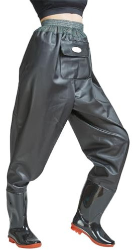 Gatuida Atmungsaktive Wathose für Herren und Damen, Taillenwathose, halber Körper, Wathose mit Schuh zum Angeln, Kajakfahren (38 Yard), Schwarz , 33