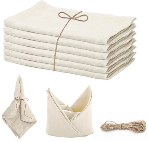 RANJIMA Stoffservietten Leinenservietten, 6 Stück Leinen Servietten Stoff 40 x 40cm, Leinen Baumwolle Servietten Weich Abwaschbare Wiederverwendbar für Hochzeit Dinner Party Cafe Restaurant, Beige