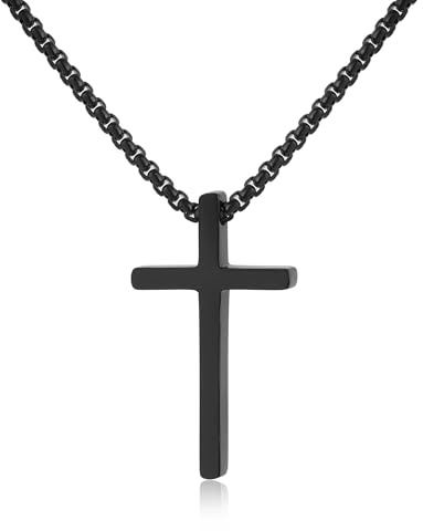 GAVU Herren Kreuz Anhänger Halskette Jesus Kreuz Kette Gold Silber Schwarz Herren Damen