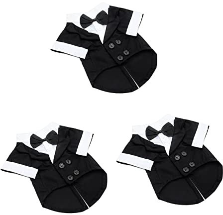 Supvox 3stücke Kleiner Hund Anzug Aus Baumwolle Mit Fliege Für Hunde Warme Winterjacke Für Chihuahua Pudel Und Pomeranian Schwarz Für Kalte Tage
