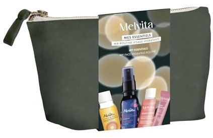 Melvita - Kit de cuidado facial para viajes - para todo tipo de pieles - Incluye aceite desmaquillante 30 ml, agua extraordinaria 30 ml, agua floral 28 ml y crema reafirmante 10 ml