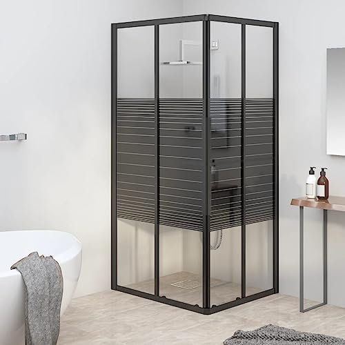 Box Doccia a Righe ESG 90x70x180 cm Nero
