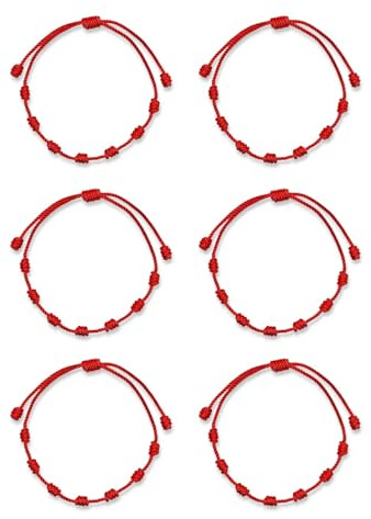 A BUENOS PRECIOS - Bracciale 7 nodi rosso originale - Contro il malocchio - Filo rosso protezione energia negativa - Amuleto per buona fortuna e amicizia - Uomo donna bambini coppia amici