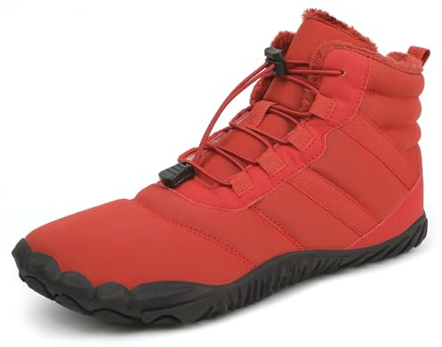 FlexEase Zapatos Descalzos de Invierno Hombre Mujer Minimalistas Mantente Caliente Nieve Barefoot Escarpines Antideslizantes Zapatillas Trail Botas Montaña Impermeables Senderismo Calzado Red 42 EU
