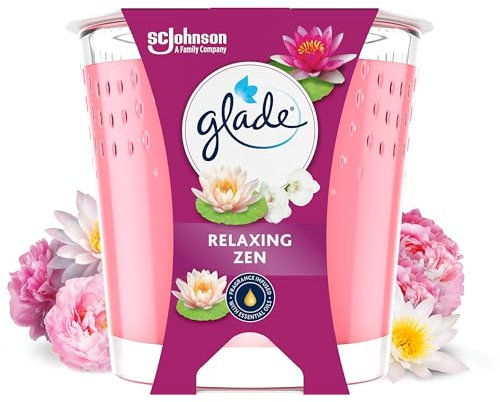 Glade Vela Perfumada, Fragancia Relaxing Zen, Infusionada con Aceites Esenciales, Vegana, Aroma de 30 Horas, 1 Vela