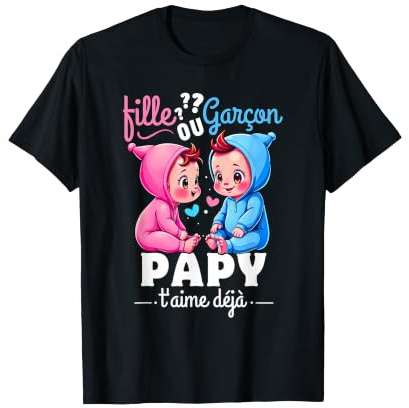 Homme Cadeau Gender Reveal Papy Parti Révélation du Sexe bébé T-Shirt