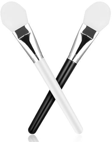 Gjinxi 2 PCS Silicone Face Mask Brush and Spatula Applicator Tool for Body Lotion, Butter, Clay and DIY Facial Care - Black and White