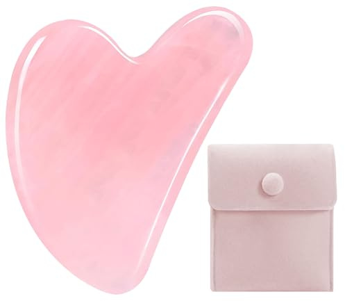 Gua Sha Rosenquarz Herzform Guasha Jade Stein Kratz-Massage Tool für Gesicht, Augen, Hals zur Hautpflege, Schönheit und Entspannung der Körpermuskulatur
