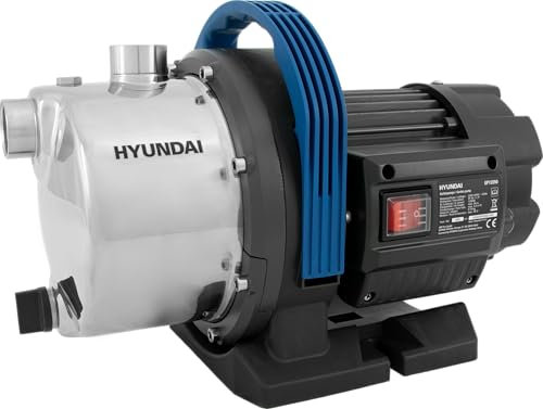 HYUNDAI Gartenpumpe GP12050 | 1200 W, Fördermenge 5.000 l/h | Förderhöhe: max. 50 m, Ansaughöhe: max. 8 m | Edelstahl-Gehäuse | Wasserpumpe