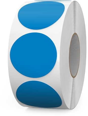 FINDAT 1000 Stück Blau 38 mm Markierungspunkte Runde Klebepunkte Aufkleber | Selbstklebend, wasserfest, Vinyl, Etiketten, Büro, Schule, Lagerregale, Umzug, Farbcodierung