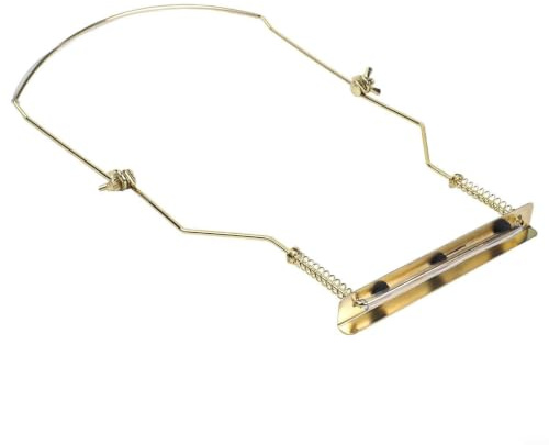 Mundharmonika-Hals-Halterung aus Edelstahl, verstellbare Federspannung, Design für Musiker (Gold)