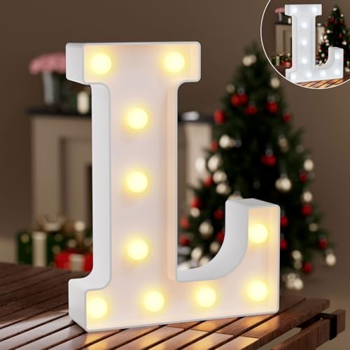 LED Buchstaben Lichter Alphabet, Leuchtbuchstabe mit Warmes & Kaltes Weiß,LED Brief Beleuchtung Buchstaben Nacht Lichter Dekoration für Geburtstagsfeier, Hochzeit, Kinderzimmer, L