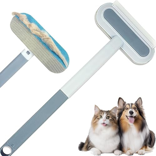 Tierhaarentferner Langen Griff,fusselbürste tierhaare,katzenhaarentferner,hundehaare entfernen,Multifunktionaler Reinigungsbürste Geeignet für Fenster, Teppiche, Kleidung