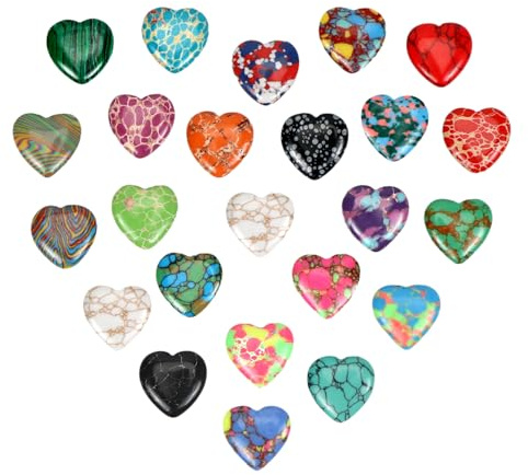 24 Stück Glücksbringer Herz Aus Stein Edelsteine Glückssteine Kristalle Heilsteine Mutstein Valentinstag Herz Stein Liebe Amethyst Rosenquarz Geschenke für Meditation Chakra Reiki Energieausgleich 2