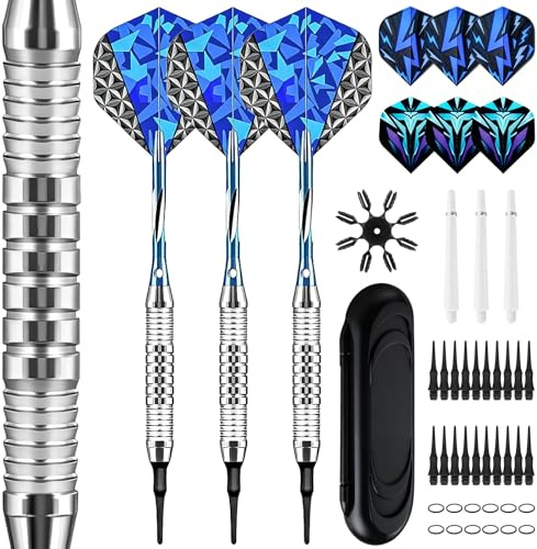 Dartpilar med plastspets för elektronisk darttavla: 3 stycken mjuka pilset, professionell mjuk darts dartpil, för sport och fritid, mjuka dartpilar med extra skaft flights dartspetsar