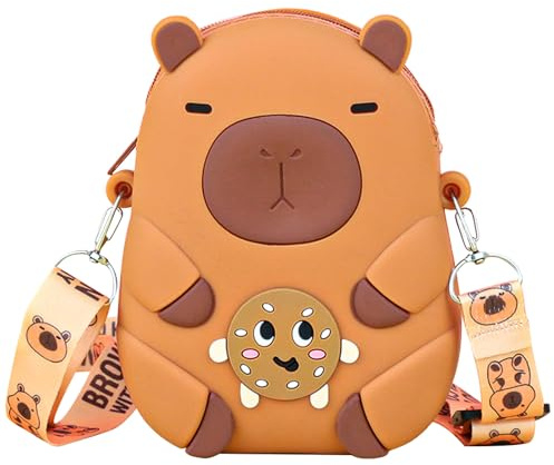 FOSDICK Capibara Borsetta Bambina, Silicone Portamonete Borsa Ragazza, Carino Capibara Borsa Bambina, Piccolo Borsetta Ragazza, Borse a Tracolla Capybara, Silicone Portamonete Bambino,11x3x14.5cm