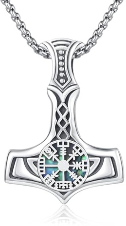 REDSUN Cadena de martillo de Thor con flecha vikinga, plata de ley 925, cruz viking, martillo, cruz, colgante celta, amuleto, joyas para hombre, hijo, joven, mujer, hombre, unisex