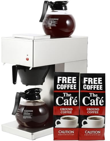 Stalwart Commercial Filter Coffee Maker, 2.2L, 2 Hotplates, Manual Fill, Glass Jug, 1500W, 500g of Premium Ground Coffee + 50 Filter Papers