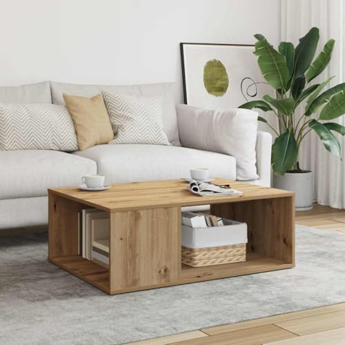 Teenpull Couchtisch Artisan-Eiche 90x67x33 cm, Holzwerkstoff Wohnzimmertisch mit Stauraum, Stabiler Kaffeetisch für Zeitschriften, Bücher, DVDs