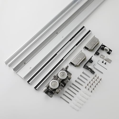 Schiebetür Komplettset Verdecktes Türbeschlagset mit Soft-Close-Mechanismus, Schiebetürschiene für Kleiderschränke (36, 48, 52, 54, 60 Zoll), Bypass-Türsystem für Holztüren(32in/81cm)