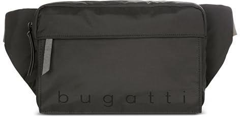 bugatti Legere Bauchtasche für Herren, leichte Hüfttasche aus Rip-Stop-Polyester, schwarz
