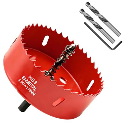 110 mm HSS Bi-Metal Hole Saw，Hole Saw Cutter for Drilling Soft Metal, Wood, PVC Board and Plastic for Cutting Circular Holes