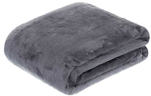 Felldecke Kuscheldecke Nerzfelloptik - 180 x 220 cm | 1450g - Anthrazit