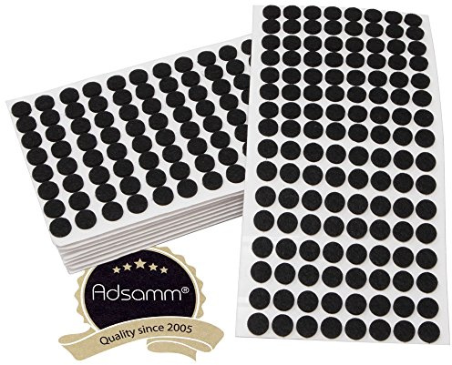 Adsamm®/1280 x självhäftande filttassar/svart/ø 12 mm/rund/möbelglidare av filt med 3,5 mm tjocklek/möbel- och golvglidare