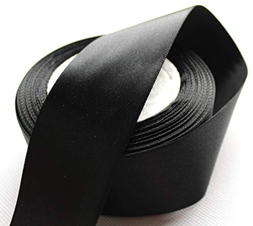 CaPiSo 22m Satinband 40mm Breite Schleifenband Geschenkband Dekoband Trauerband Trauerdekoration (Schwarz, 22m)