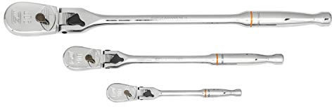 GearWrench 3 Pc. 1/4, 3/8 & 1/2 Drive 90 Tooth Locking Flex Head Teardrop Ratchet Set - 81276T