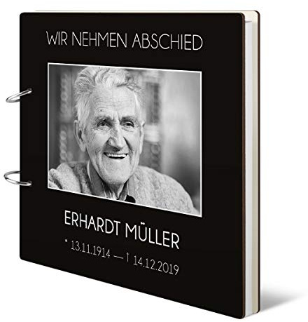 Kondolenzbuch individuell bedruckt 215x215mm inkl. 144 Naturpapier Innenseiten - Schlicht