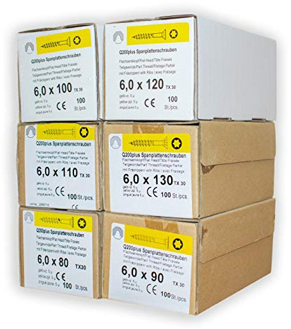 Spanplattenschrauben Sortiment REISSER 18698 Set Q200 plus Torx 600 Stück Holzschrauben