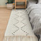 Yugarlibi Tappeto in cotone intrecciato, 60 x 130 cm, piccolo runner bianco bohémien, con nappe, lavabile, tessuto a mano, per camera da letto, cucina, bagno, 60 x 130 cm