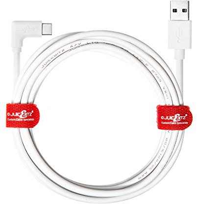 JuicEBitz USB to Angled USB C Cable 4m, Fast Charger USB Phone Cable Compatible with Samsung Galaxy USB-C Mobile Phone, Tablet, Nintendo Switch, Sony Xperia, Nokia, LG and more - White