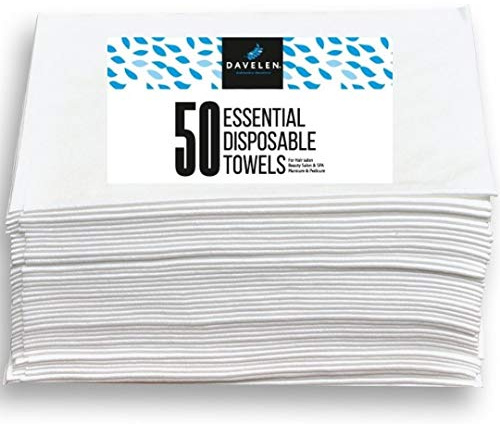 DAVELEN Essential - Toalla desechable para el Cabello para Mujer, Paquete de 50 Unidades de 32 x 16 Pulgadas, súper Absorbente de Secado rápido para secar el Cabello Rizado, Largo y Grueso (Blanco
