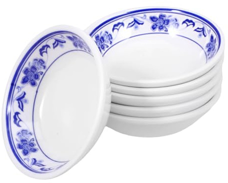 DOITOOL 6 platos de salsa para salsas, frutas y frutos secos, diseño azul y blanco, reutilizables y para uso doméstico y restaurante