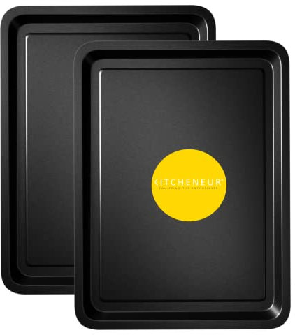 KITCHENEUR® - Set di 2 Teglie da Forno Essentials, 32 cm, Antiaderenti, Lavabili in Lavastoviglie e Facili da Pulire