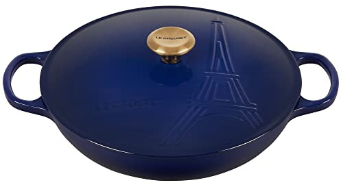 Le Creuset Eiffel Tower Collection Enameled Cast Iron Signature Braiser with Lid, 3.5 qt., Indigo