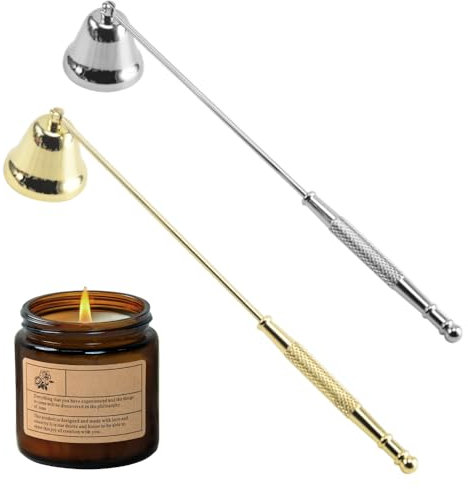 Sctmda Spegni Candela 2 Pezzi Spegnicandele Spegni Candele Estintore per Candele Spegni Candele in Acciacio Inox Spegnitoio in Acciaio Inox Lungo Spegnitoio per Candele Oro e Argento