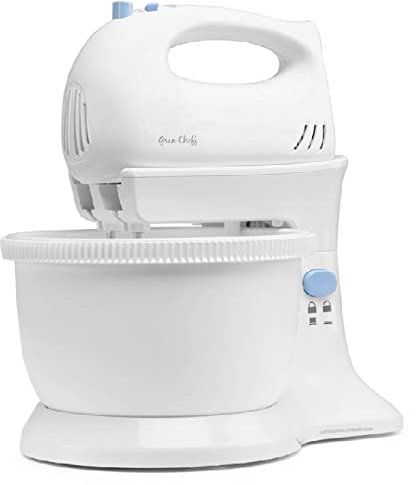 Batidora + Amasadora con bol 3,5 litros. 5 velocidades. Función TURBO. Bate, monta, mezcla, emulsiona y amasa. Potencia 300 W.