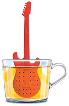 Winkee Rocks Gitarren Teesieb I Teesieb für losen Tee I Cool Tea Infuser I Teefilter für Tasse & Thermobecher I Gewürzei aus Silikon I Teekugel-Gitarren-Form