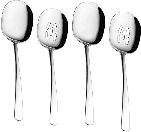 Serviser i rostfritt stål Silver med slitsad sked Serveringssked Silver Matlagningssked Rörsked Set om 4 Servering little surprise