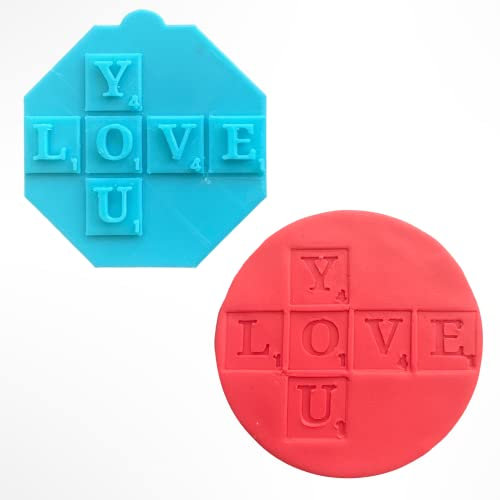 Love You Valentines Day Fondant Stamp Debosser Cupcake Icing Cookie Decoration Cake Scrabble (6cm)