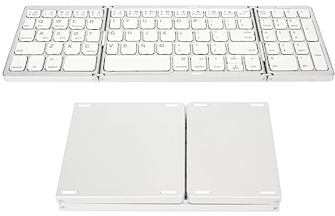 Faltbare Bluetooth-Tastatur, 3-fache Kabellose Tastatur, Tragbare -Klapptastatur, Wiederaufladbare, Ultraschlanke Taschentastatur für OSX für Android für (Silbrig Weiß)