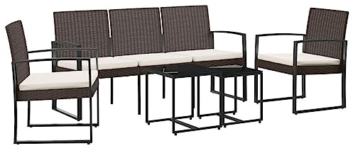 vidaXL Set da Pranzo da Giardino 5 pz con Cuscini in PP Rattan Marrone