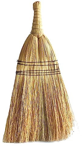 Traditional Rice Straw Broom 70 cm / 27.5 Hand Brush Natural Garden Yard Stable Sweeping American Style Brush