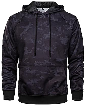 AOTORR Mens Hoodies Pullover Camo Hooded Sweatshirt Patchwork Top Long Sleeve Hoody Casual Tops with Kanga Pockets BS010 Camo XL