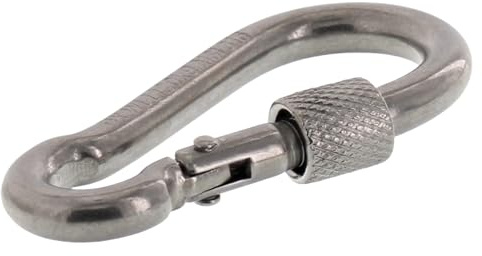 ToniTec Karabinerhaken mit Schraubverschluss 60x6mm Sicherheitskarabiner Edelstahl V4A Schraubkarabiner Schnapphaken Karabiner Silber verzinkt