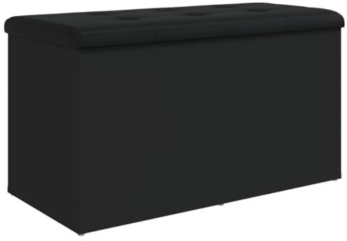vidaXL Sitzbank, Bank mit Stauraum, Gepolstert Sitzhocker Truhenbank, Polsterbank Sitztruhe Aufbewahrungsbox für Wohnzimmer Flur, Schwarz Holzwerkstoff
